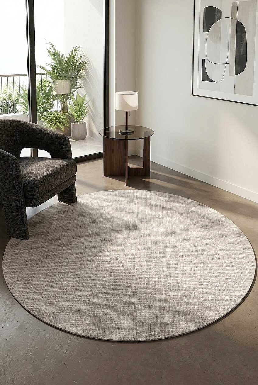 Kaymaz Yıkanabilir Doğal Dokulu Bej Dekoratif Sisal Yuvarlak Halı Siesta 1507 - 1