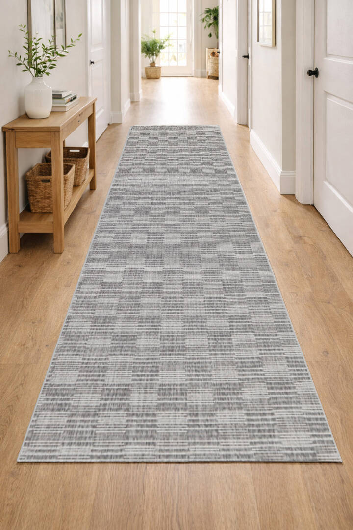 Kaymaz Yıkanabilir Doğal Dokulu Gri Dekoratif Sisal Yolluk Özel Ölçü Kesme Halı Siesta 1508 - 1