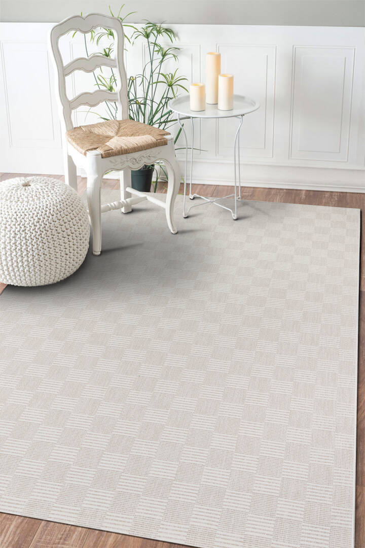 Kaymaz Yıkanabilir Doğal Dokulu Krem Dekoratif Sisal Halı Siesta 1506 - 1