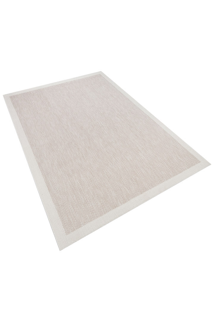 Kaymaz Yıkanabilir Minimal Bordürlü Bej Dekoratif Sisal Halı Siesta 1503 - 3