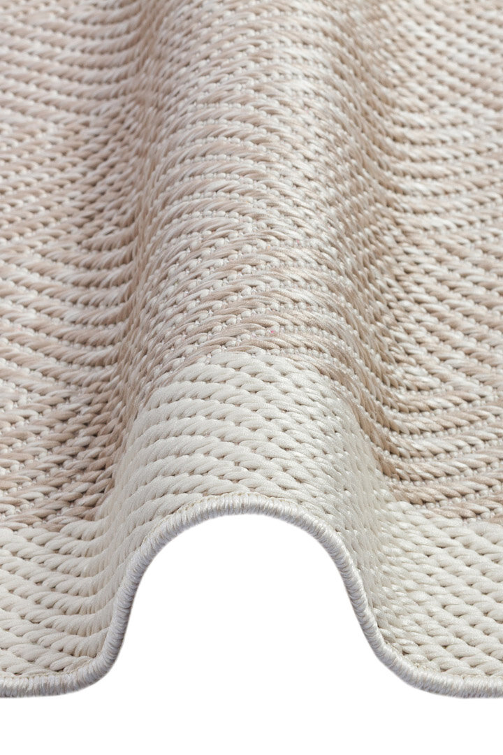 Kaymaz Yıkanabilir Minimal Bordürlü Bej Dekoratif Sisal Halı Siesta 1503 - 4