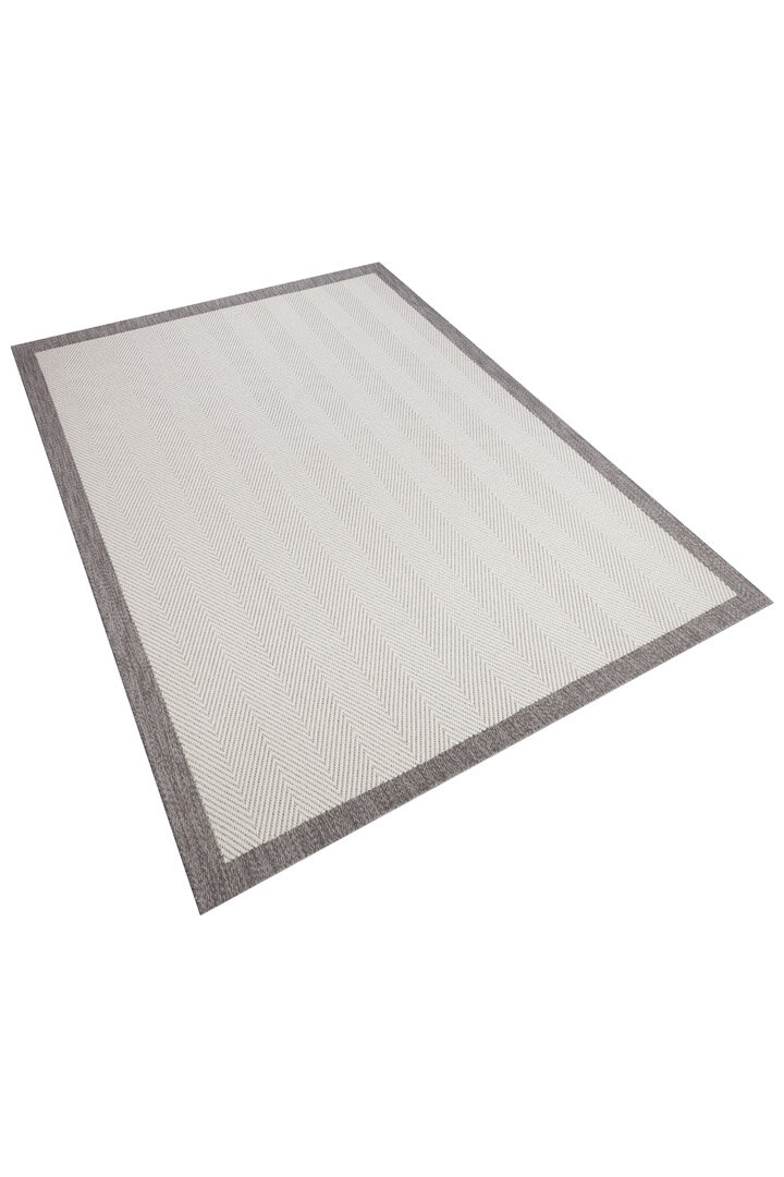 Kaymaz Yıkanabilir Minimal Bordürlü Beyaz Dekoratif Sisal Halı 1504 - 3