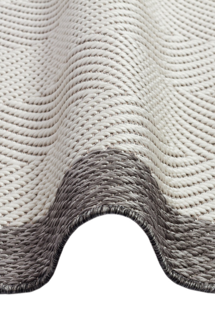 Kaymaz Yıkanabilir Minimal Bordürlü Beyaz Dekoratif Sisal Halı 1504 - 4