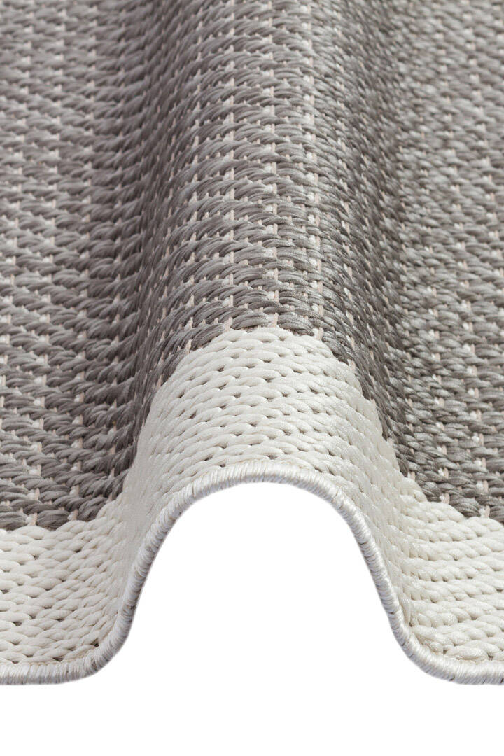 Kaymaz Yıkanabilir Minimal Bordürlü Krem Dekoratif Sisal Halı Siesta 1502 - 4