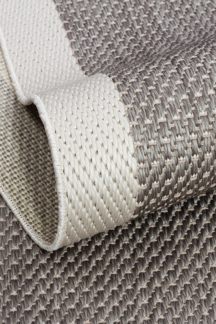 Kaymaz Yıkanabilir Minimal Bordürlü Krem Dekoratif Sisal Halı Siesta 1502 - 5