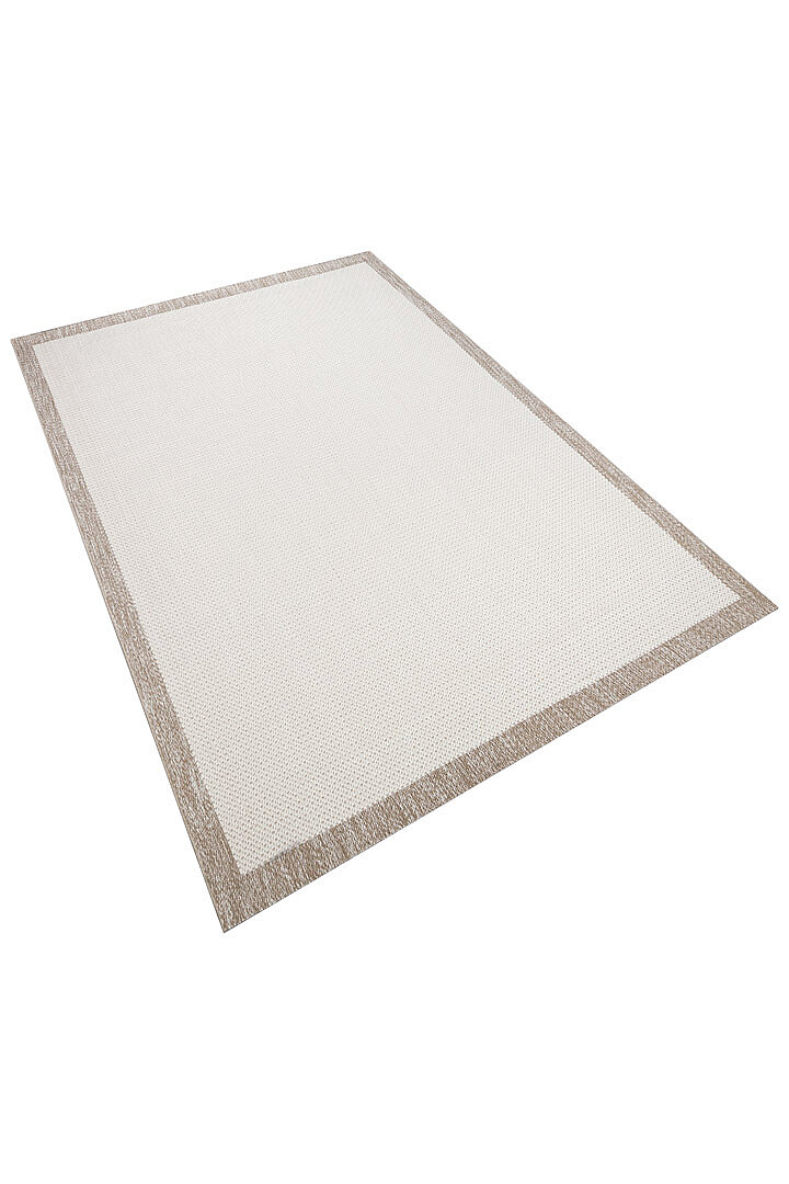 Kaymaz Yıkanabilir Minimal Bordürlü Krem Dekoratif Sisal Halı Siesta 1502 - 3