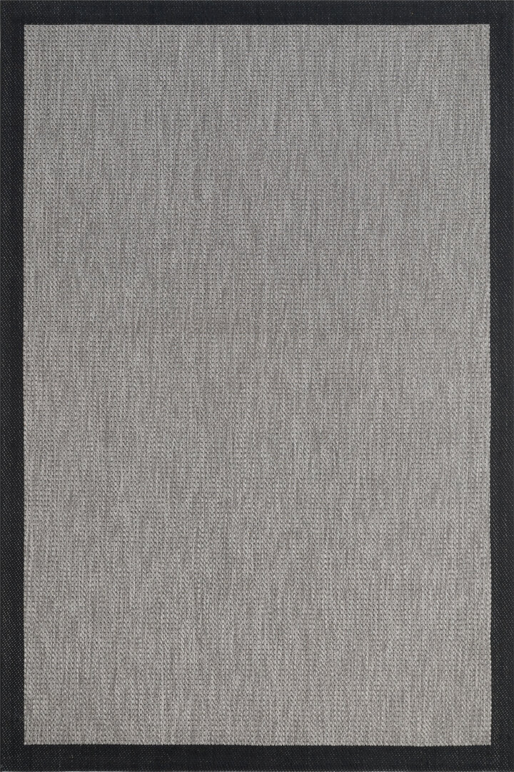 Kaymaz Yıkanabilir Minimal Bordürlü Siyah Dekoratif Sisal Halı Siesta 1505 - 2