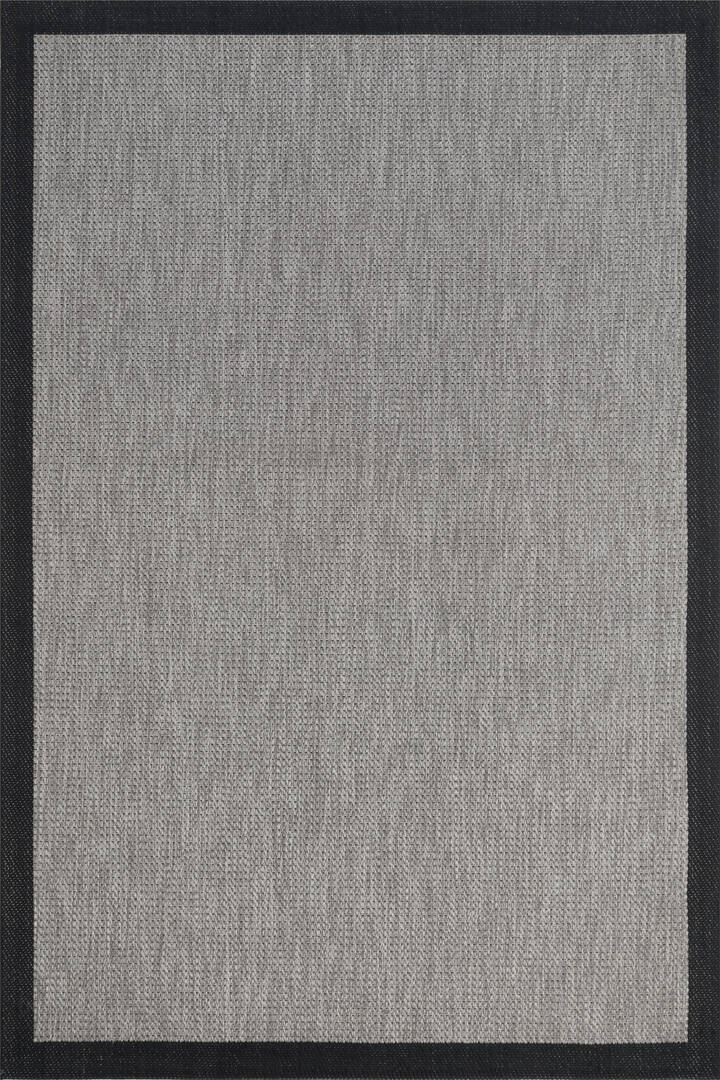 Kaymaz Yıkanabilir Minimal Bordürlü Siyah Dekoratif Sisal Halı Siesta 1505 - 2