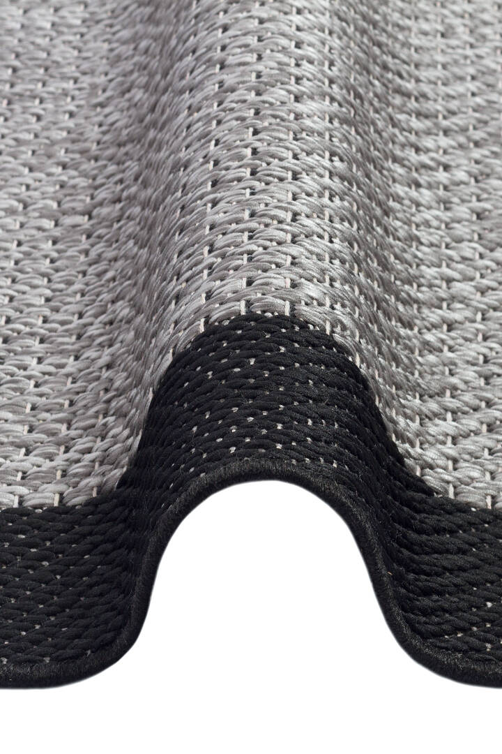 Kaymaz Yıkanabilir Minimal Bordürlü Siyah Dekoratif Sisal Yolluk Özel Ölçü Kesme Halı Siesta 1505 - 3