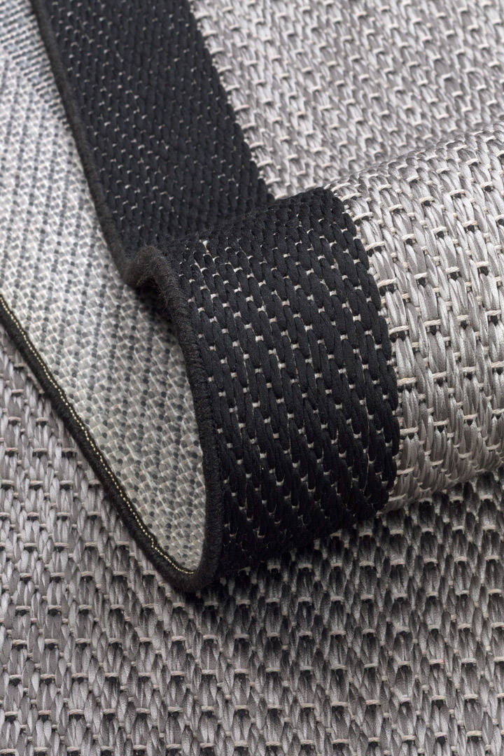 Kaymaz Yıkanabilir Minimal Bordürlü Siyah Dekoratif Sisal Yolluk Özel Ölçü Kesme Halı Siesta 1505 - 4