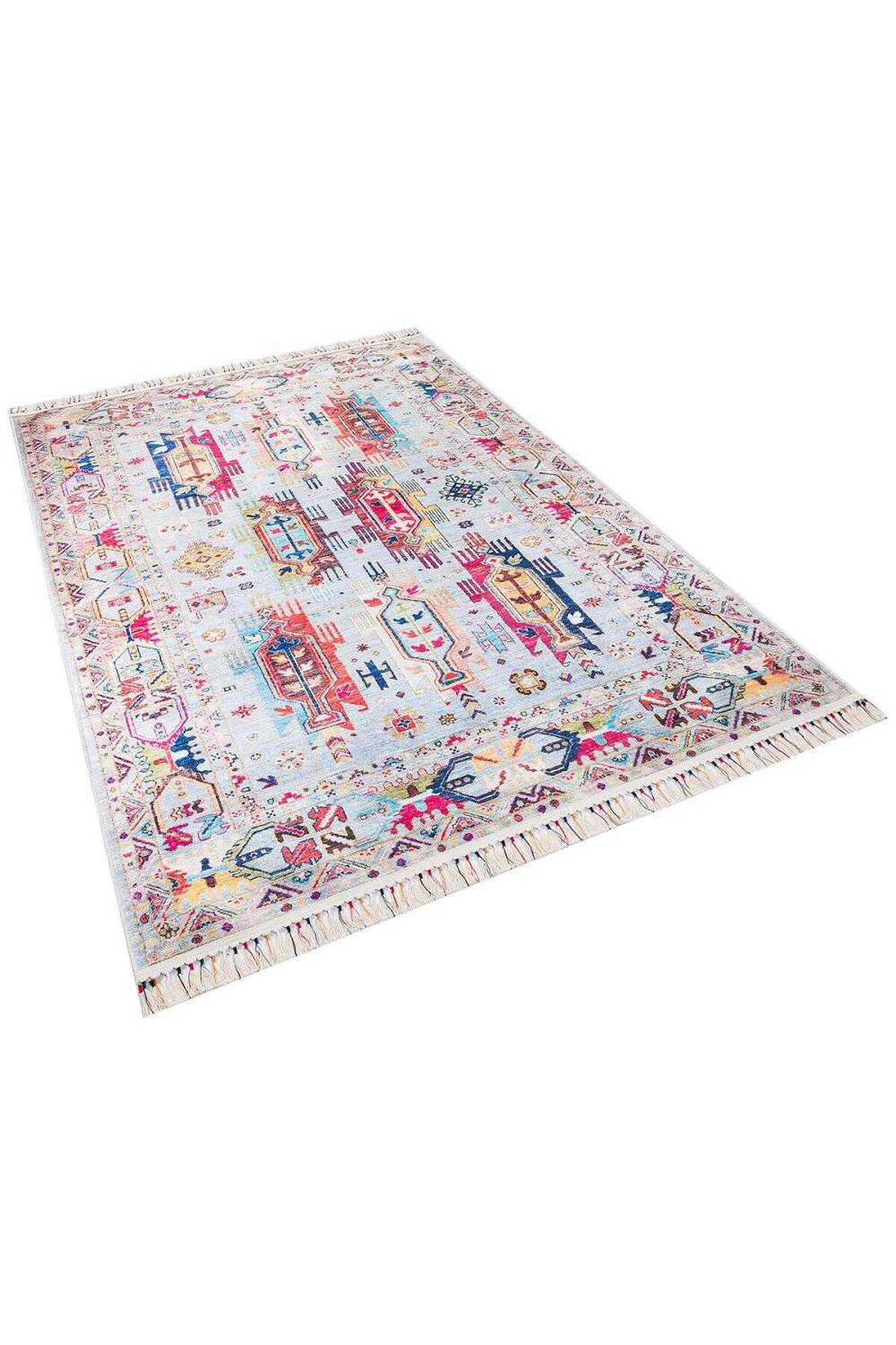 Kilim Desen Pamuk Taban Dijital Baskılı Halı Bej - 2