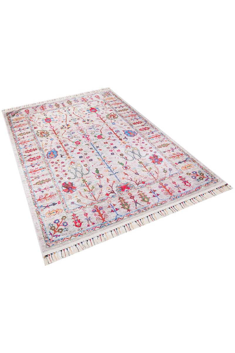 Kilim Desenli Pamuk Taban Dijital Baskılı Halı Vizon - 2