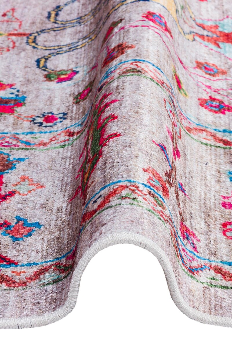 Kilim Desenli Pamuk Taban Dijital Baskılı Halı Vizon - 3