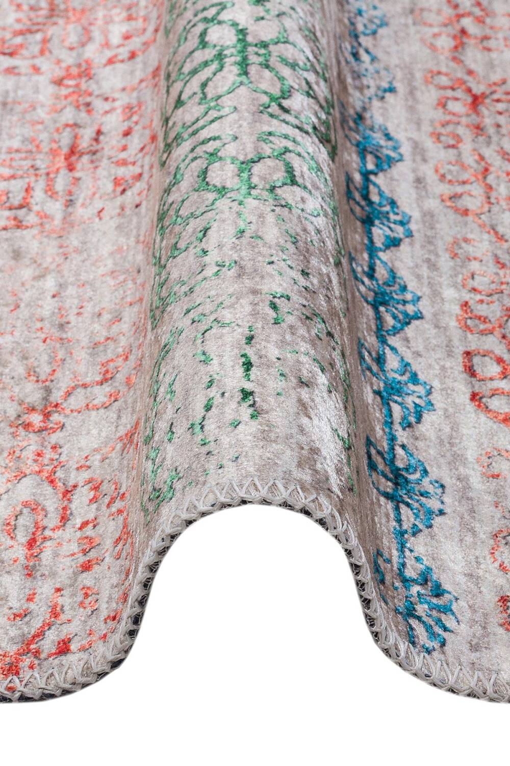 Kilim Desenli Pamuk Taban Yıkanabilir Baskılı Halı Bej - 3