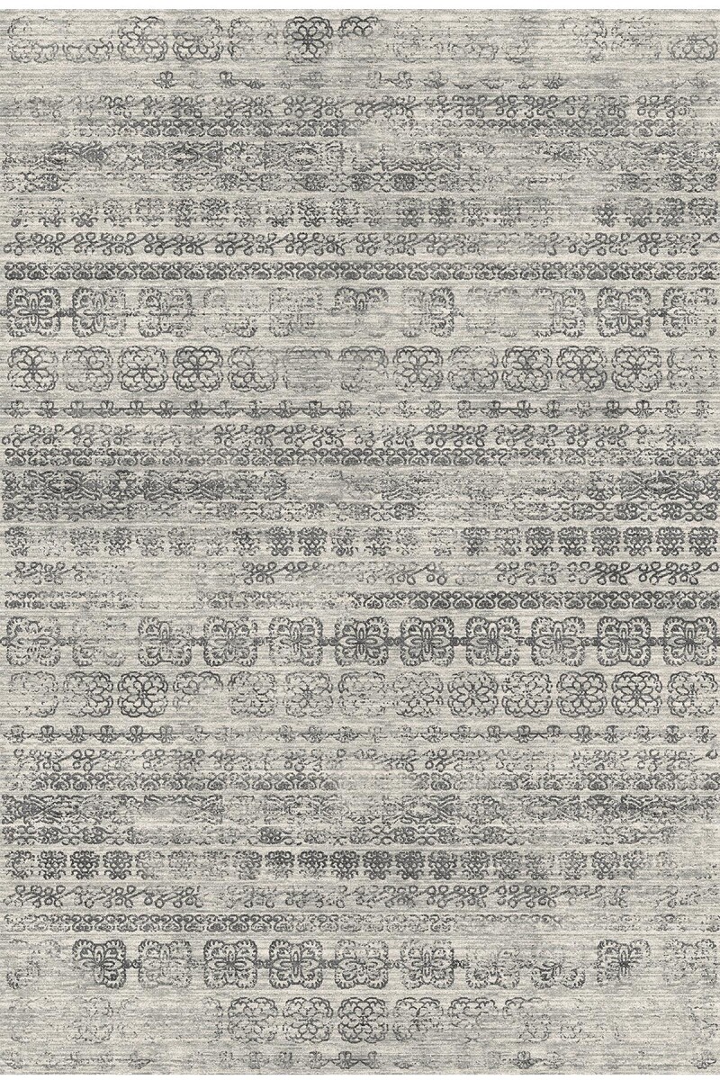 Kilim Desenli Pamuk Taban Yıkanabilir Baskılı Halı Gri 