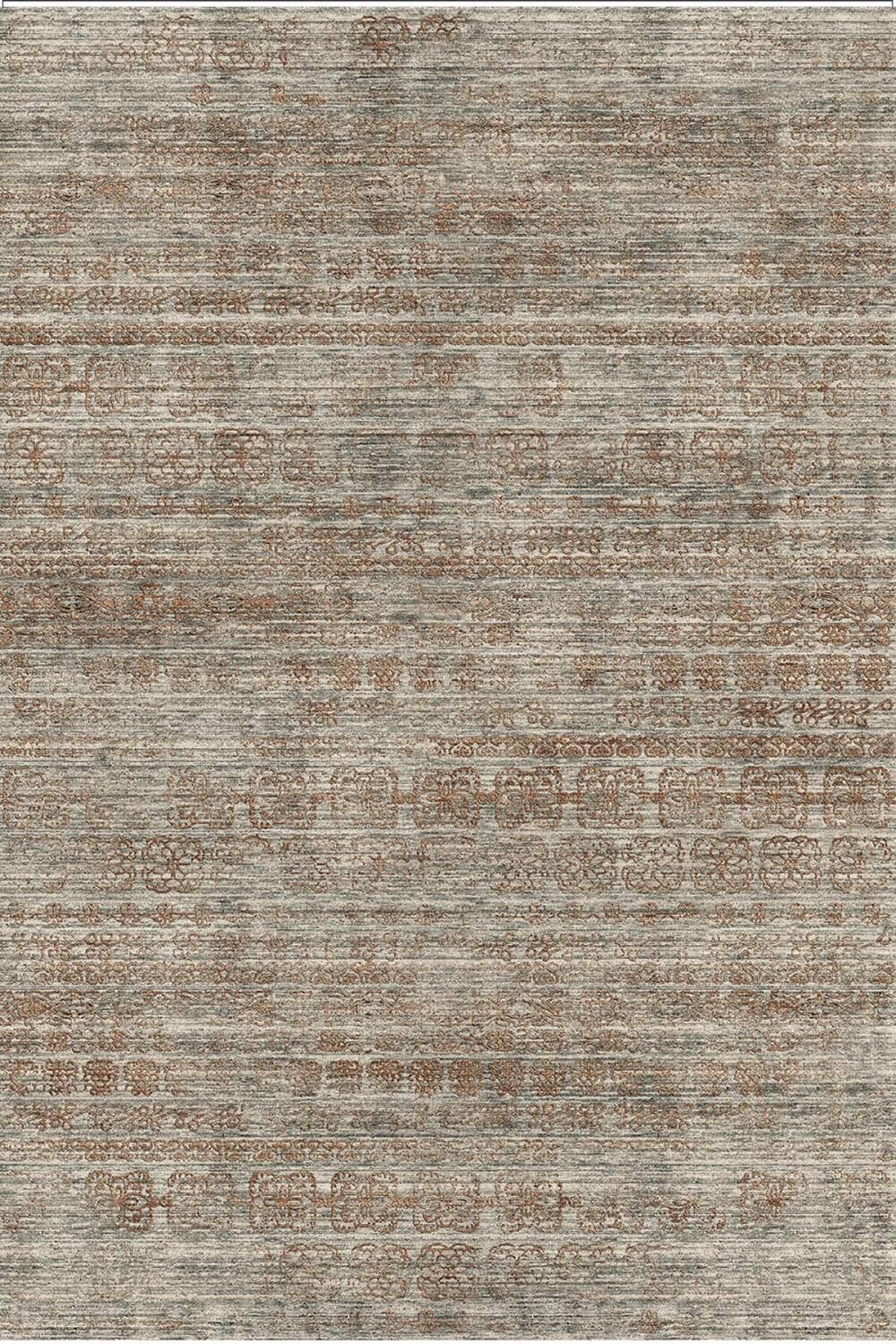 Kilim Desenli Pamuk Taban Yıkanabilir Baskılı Halı Vizon - 1