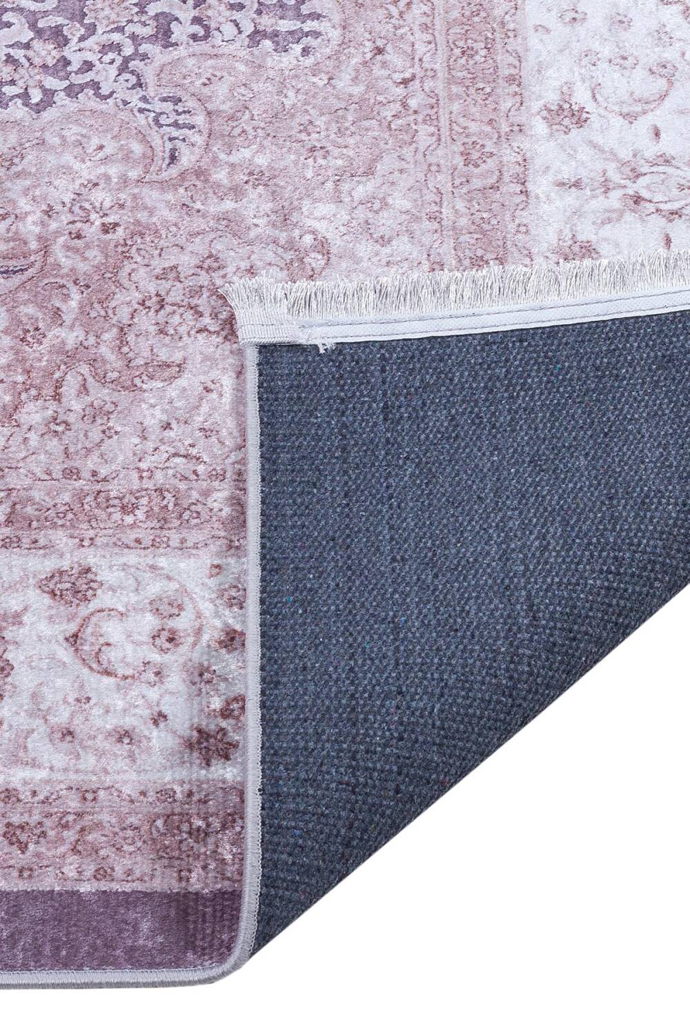 Klasik Desen Pamuk Taban Yıkanabilir Dijital Baskılı Halı Vizon - 5