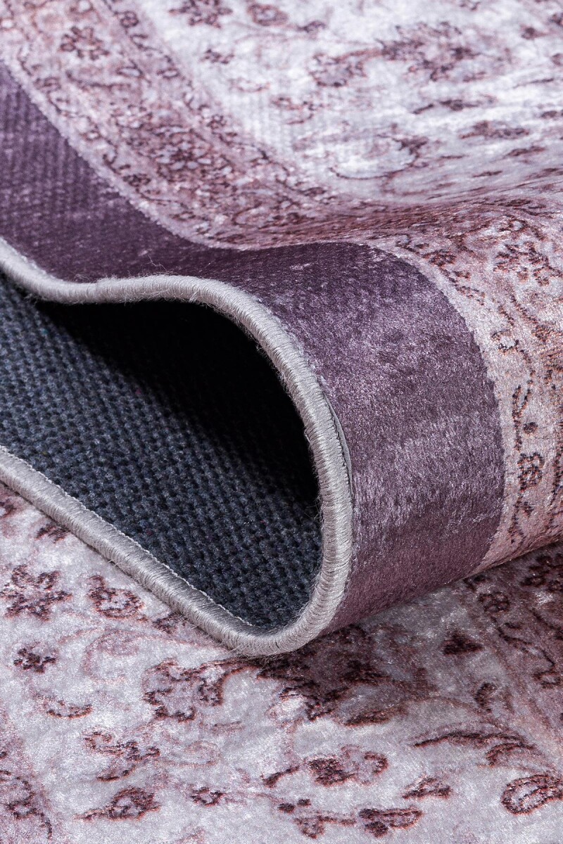 Klasik Desen Pamuk Taban Yıkanabilir Dijital Baskılı Halı Vizon - 4