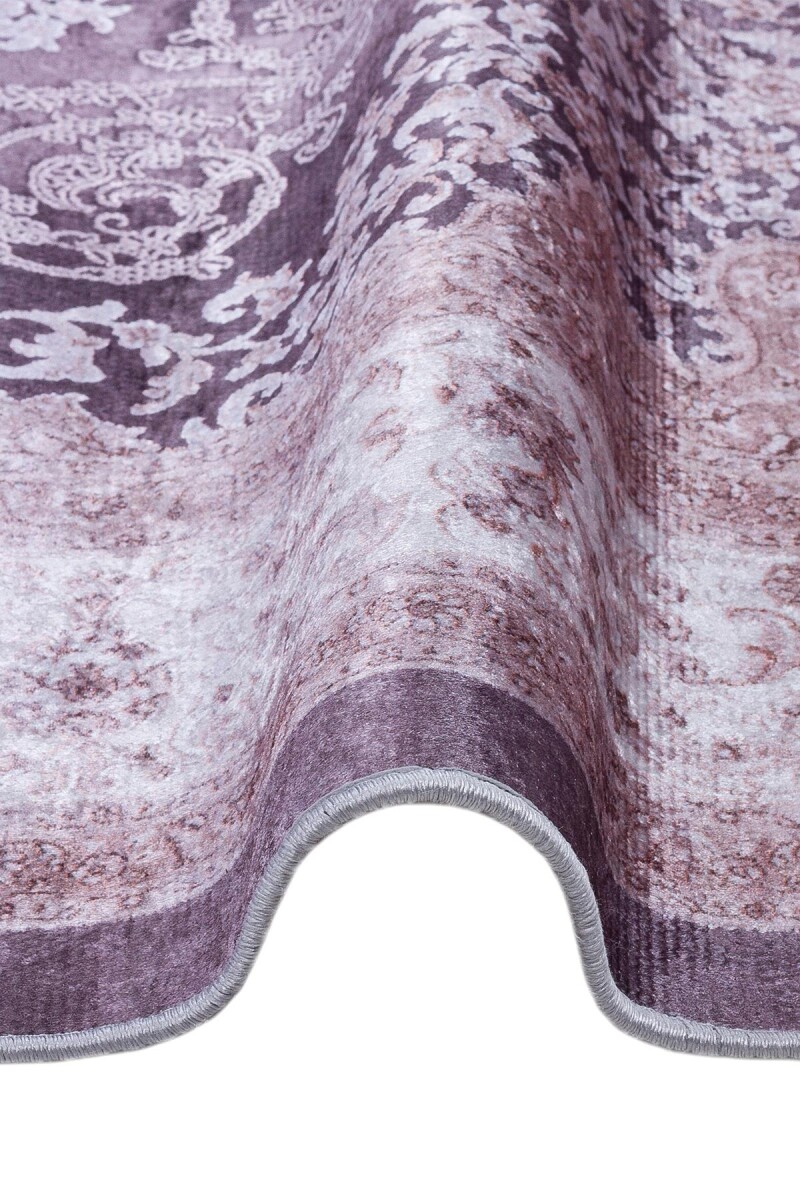 Klasik Desen Pamuk Taban Yıkanabilir Dijital Baskılı Halı Vizon - 3