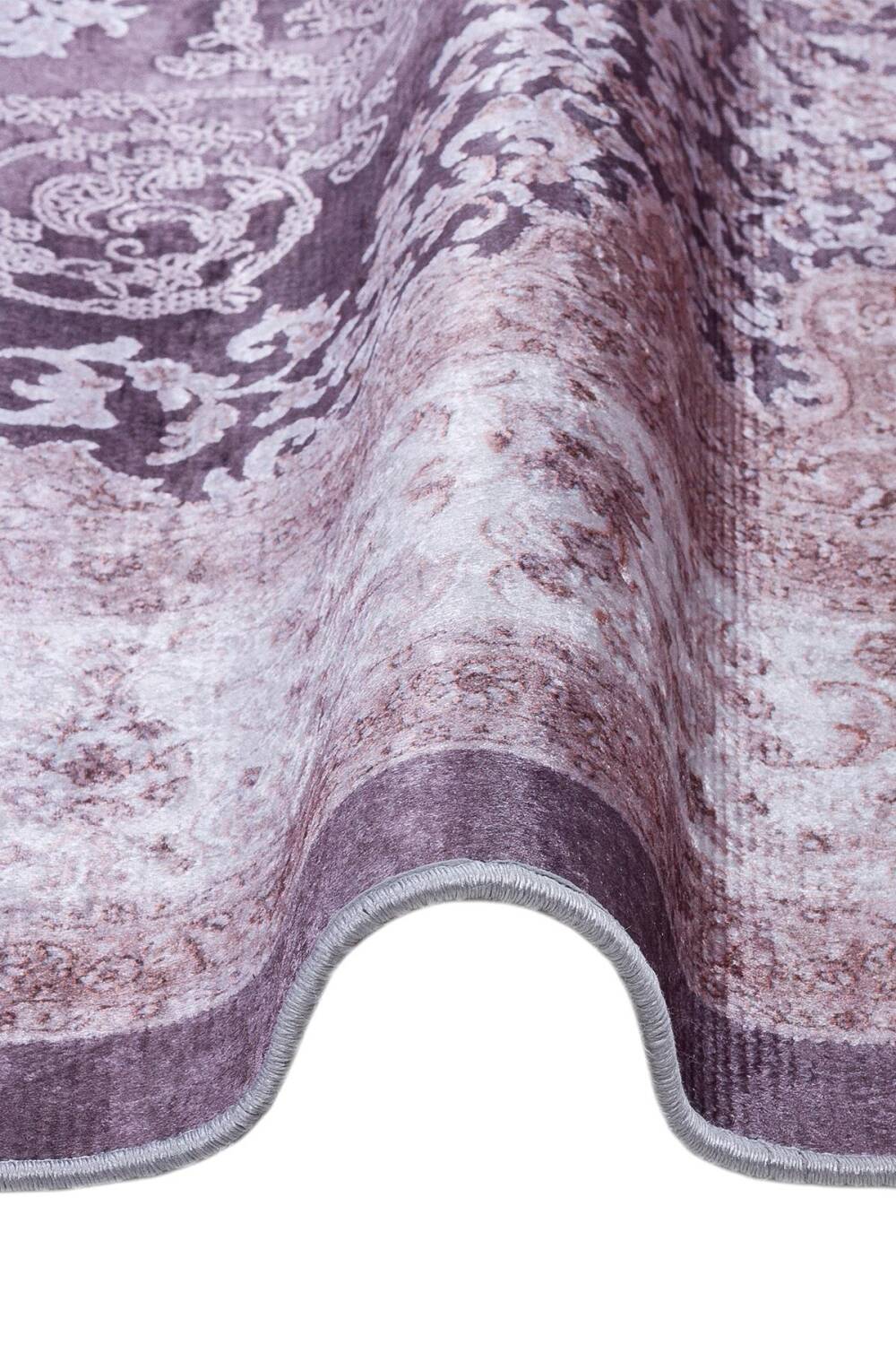 Klasik Desen Pamuk Taban Yıkanabilir Dijital Baskılı Halı Vizon - 3