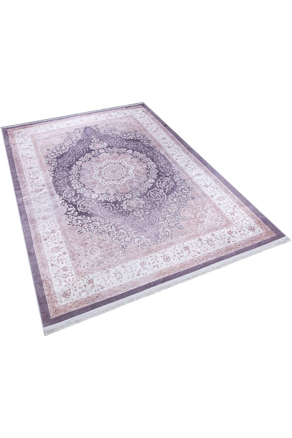 Klasik Desen Pamuk Taban Yıkanabilir Dijital Baskılı Halı Vizon - 2