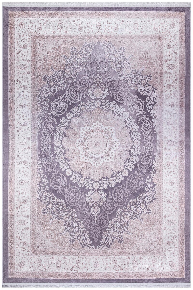 Klasik Desen Pamuk Taban Yıkanabilir Dijital Baskılı Halı Vizon - Frenda