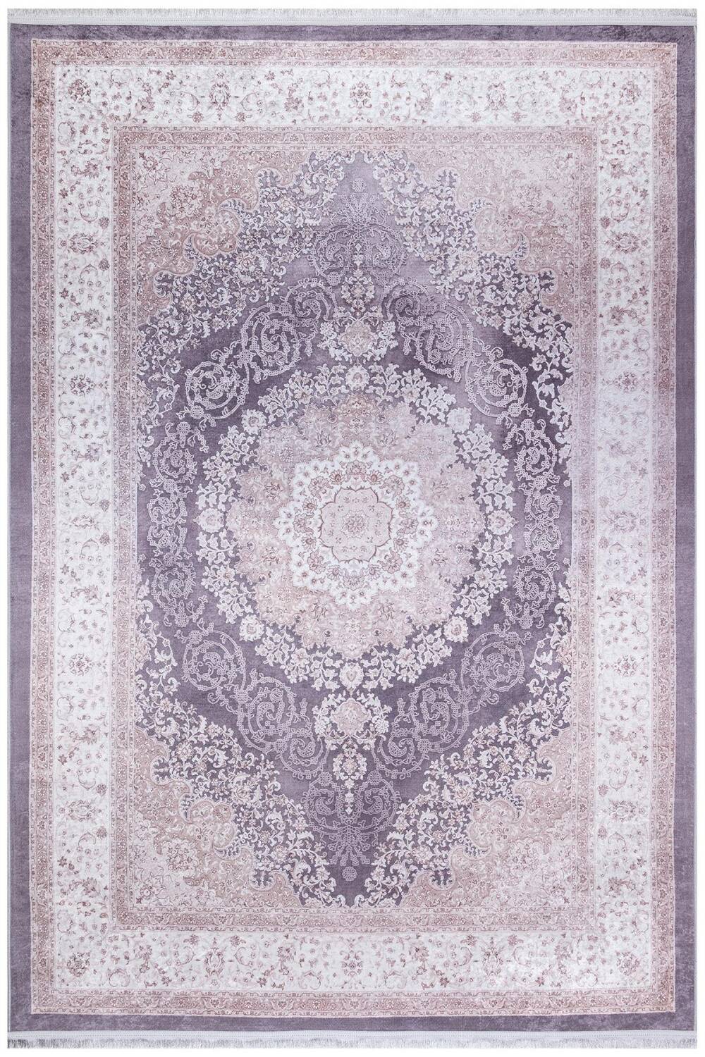 Klasik Desen Pamuk Taban Yıkanabilir Dijital Baskılı Halı Vizon - 1