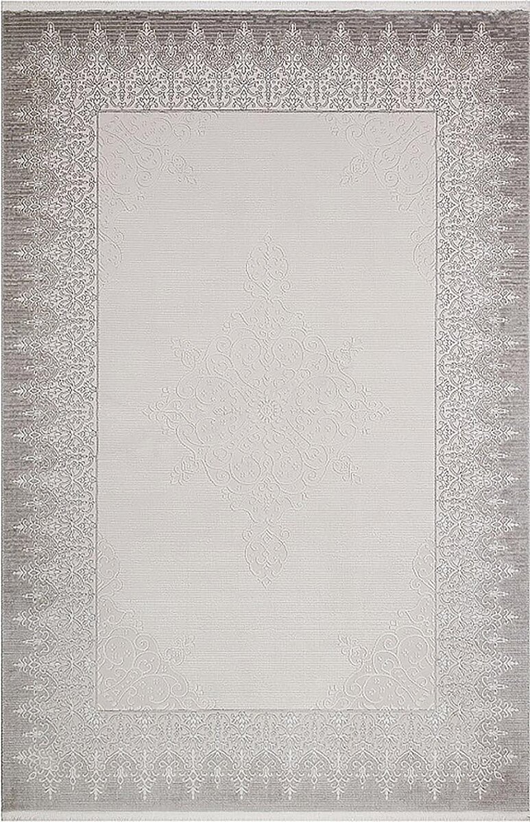 Klasik Otantik Desen Çerçeveli Miranda Salon Halısı Mr01 Gri 