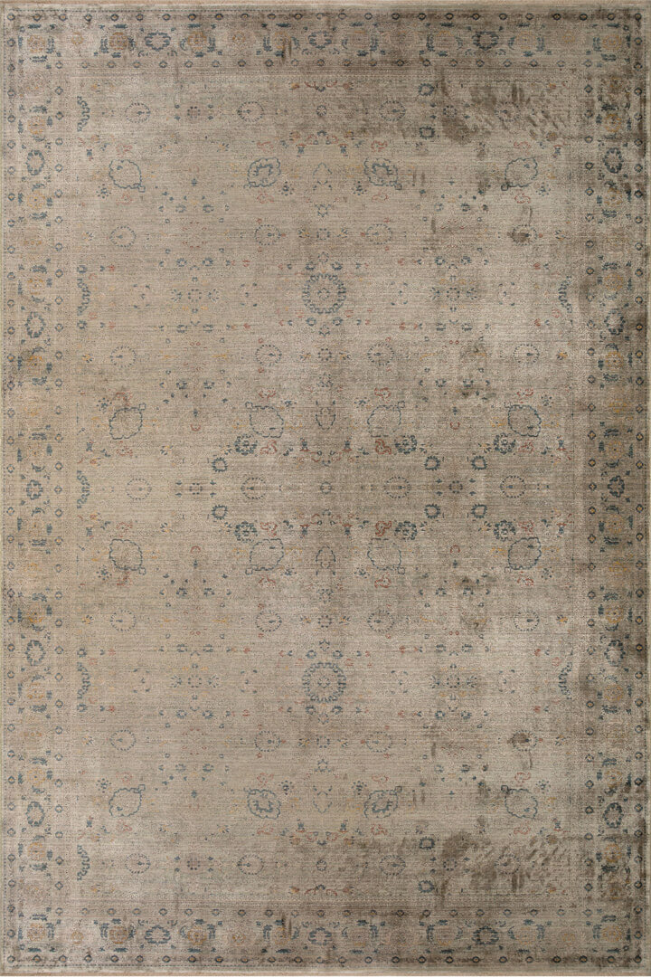 Lüks Asteria Klasik Vintage Eskitme Tasarımlı Viskon Halı As03 Bej - Frenda