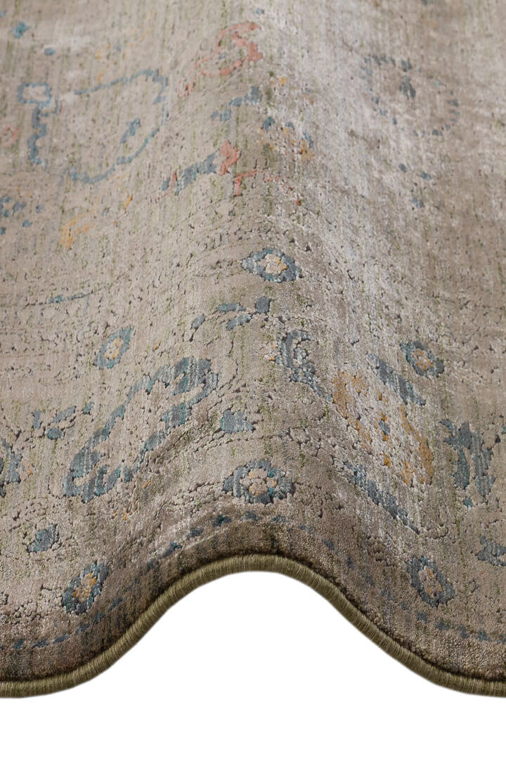 Lüks Asteria Klasik Vintage Eskitme Tasarımlı Viskon Halı As03 Bej - 3