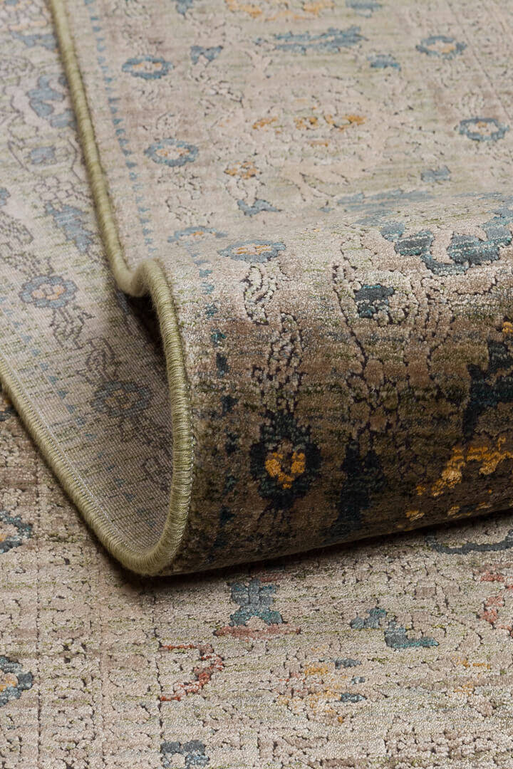 Lüks Asteria Klasik Vintage Eskitme Tasarımlı Viskon Halı As03 Bej - 4