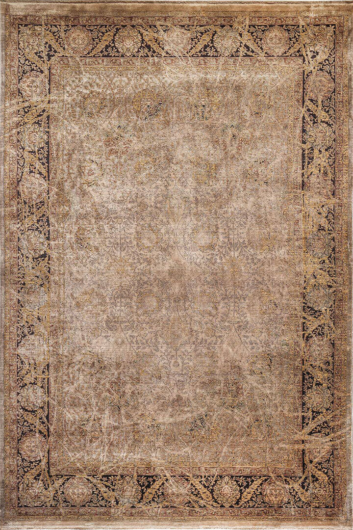 Lüks Asteria Klasik Vintage Eskitme Tasarımlı Viskon Halı As11 Bej - 1