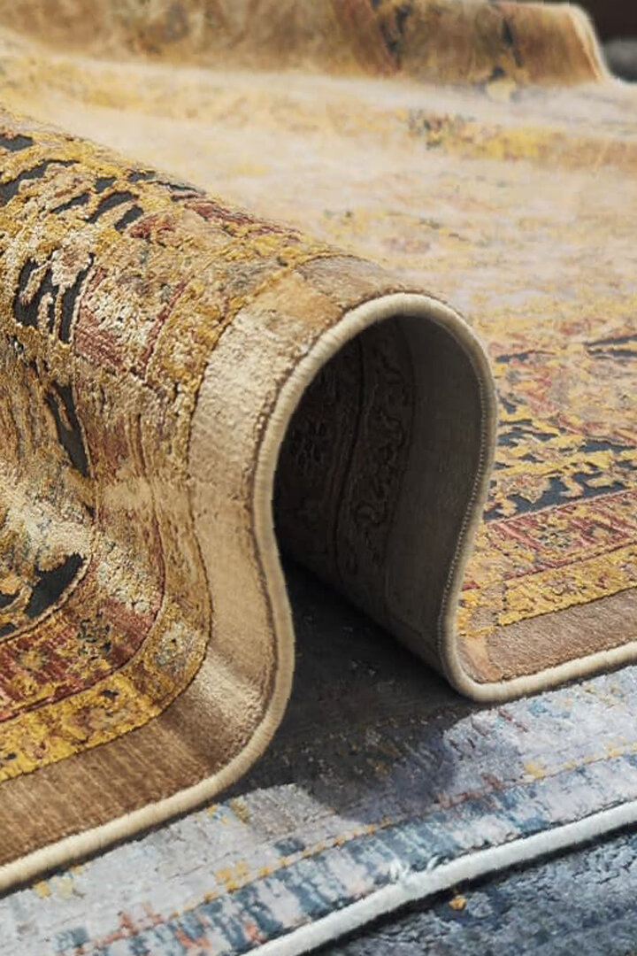 Lüks Asteria Klasik Vintage Eskitme Tasarımlı Viskon Halı As11 Bej - 3