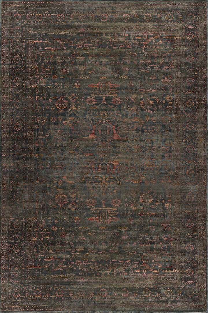 Lüks Asteria Klasik Vintage Eskitme Tasarımlı Viskon Halı As13 Yeşil - Frenda