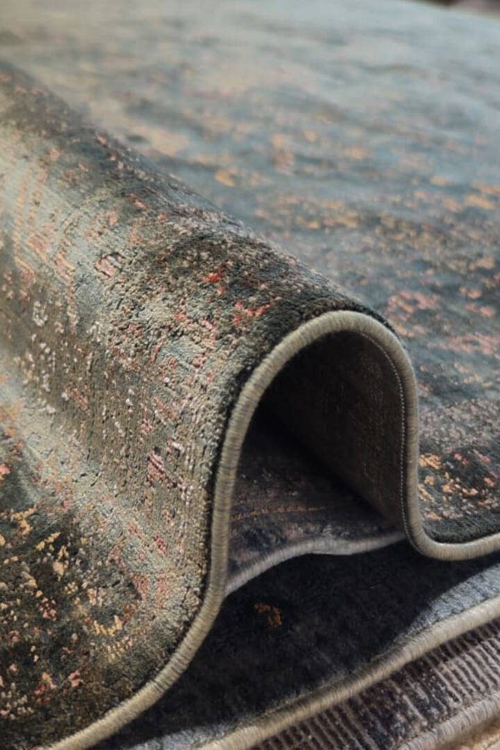 Lüks Asteria Klasik Vintage Eskitme Tasarımlı Viskon Halı As13 Yeşil - 3