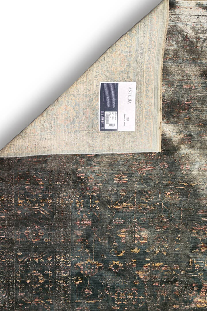 Lüks Asteria Klasik Vintage Eskitme Tasarımlı Viskon Halı As13 Yeşil - 4