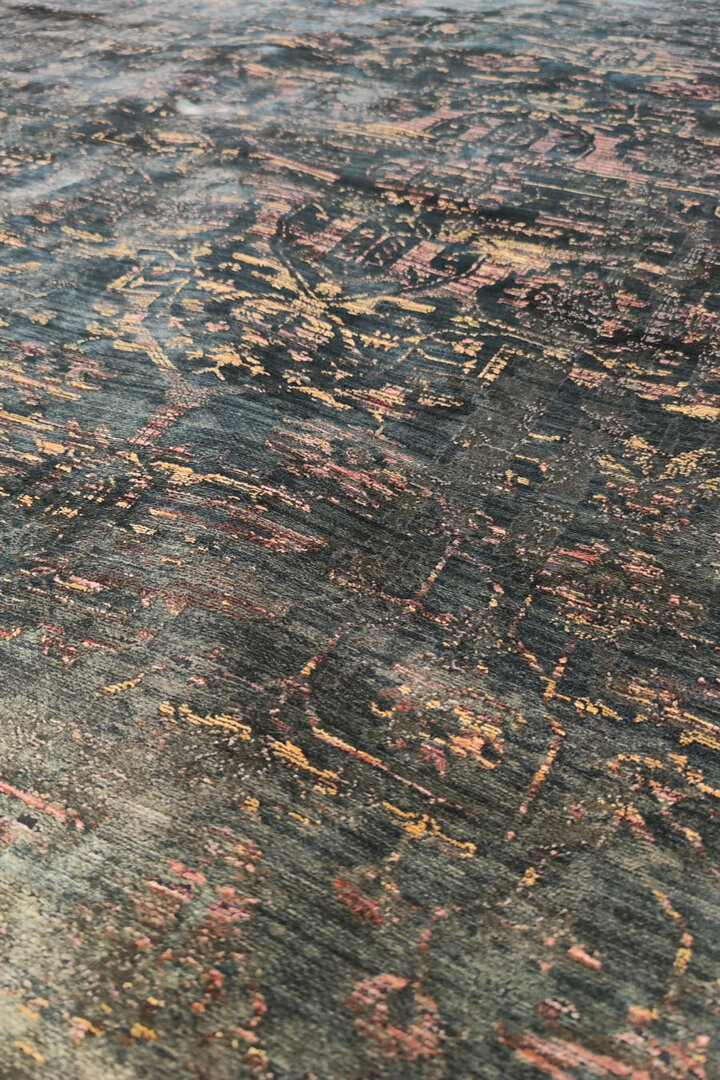 Lüks Asteria Klasik Vintage Eskitme Tasarımlı Viskon Halı As13 Yeşil - Frenda (1)