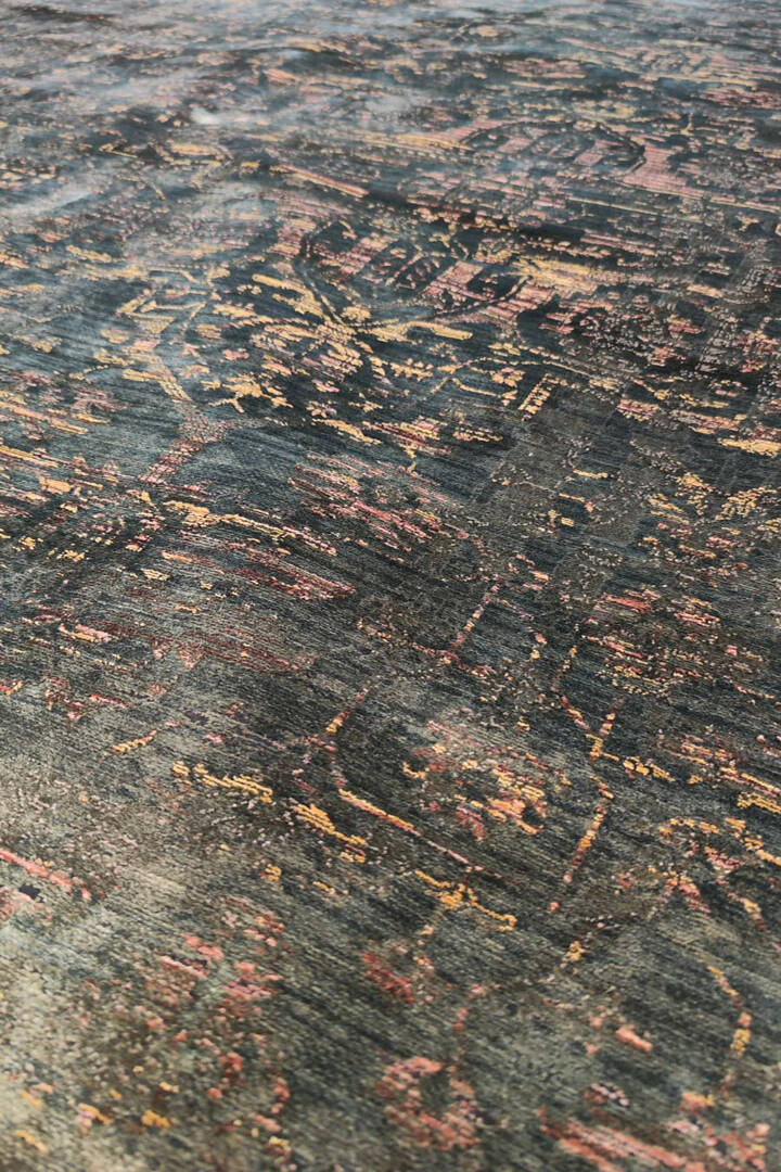 Lüks Asteria Klasik Vintage Eskitme Tasarımlı Viskon Halı As13 Yeşil - 2