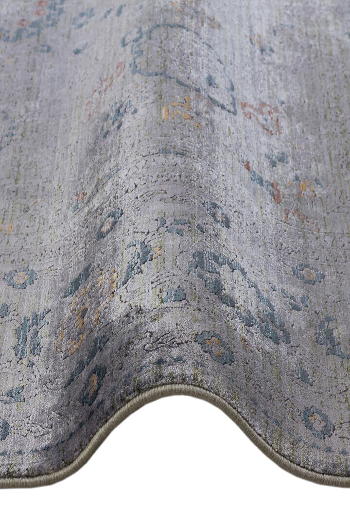 Lüks Asteria Klasik Vintage Eskitme Tasarımlı Viskon Halı Gümüş As05 - 4