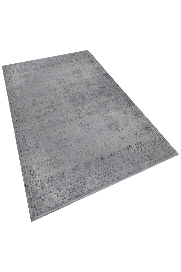 Lüks Asteria Klasik Vintage Eskitme Tasarımlı Viskon Halı Gümüş As05 - Frenda (1)