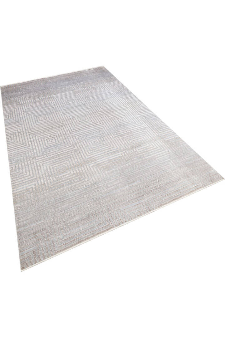 Lüks Viskon Kuvars Geometrik Eskitme 100 Tarak Halı Kv03 Gri - 2