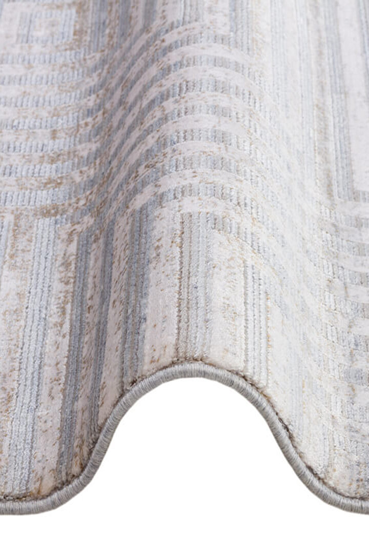 Lüks Viskon Kuvars Geometrik Eskitme 100 Tarak Halı Kv03 Gri - 4