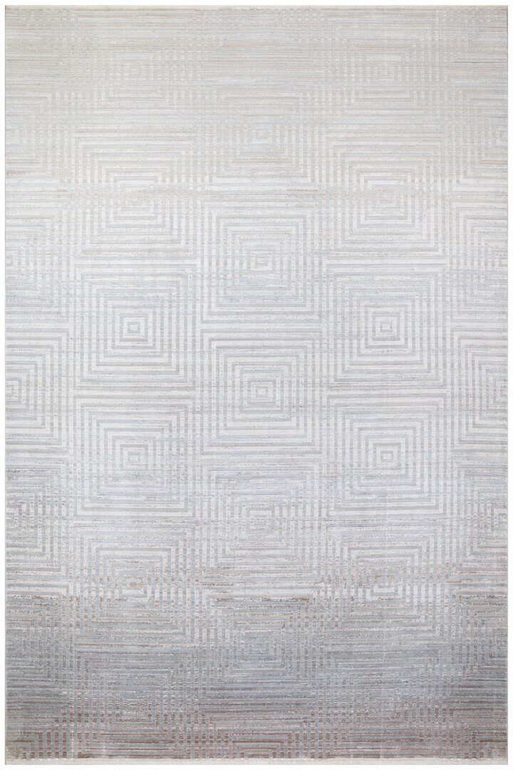 Lüks Viskon Kuvars Geometrik Eskitme 100 Tarak Halı Kv03 Gri 