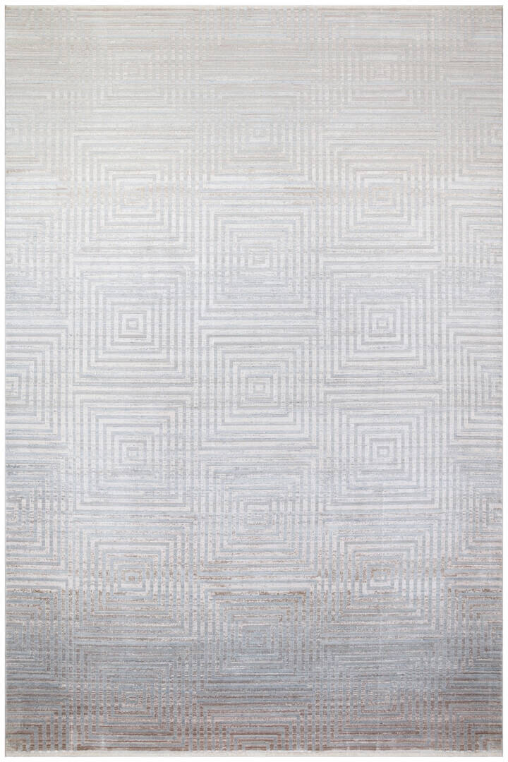 Lüks Viskon Kuvars Geometrik Eskitme 100 Tarak Halı Kv03 Gri - 1