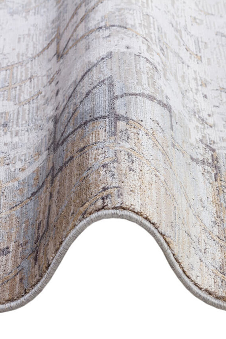 Lüks Viskon Kuvars Geometrik Eskitme 100 Tarak Halı Kv04 Gri - 4