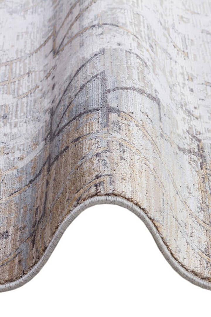 Lüks Viskon Kuvars Geometrik Eskitme 100 Tarak Halı Kv04 Gri - 4