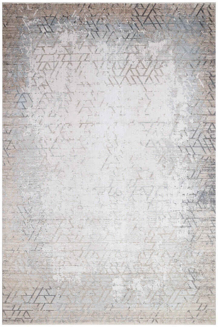 Lüks Viskon Kuvars Geometrik Eskitme 100 Tarak Halı Kv04 Gri - 1