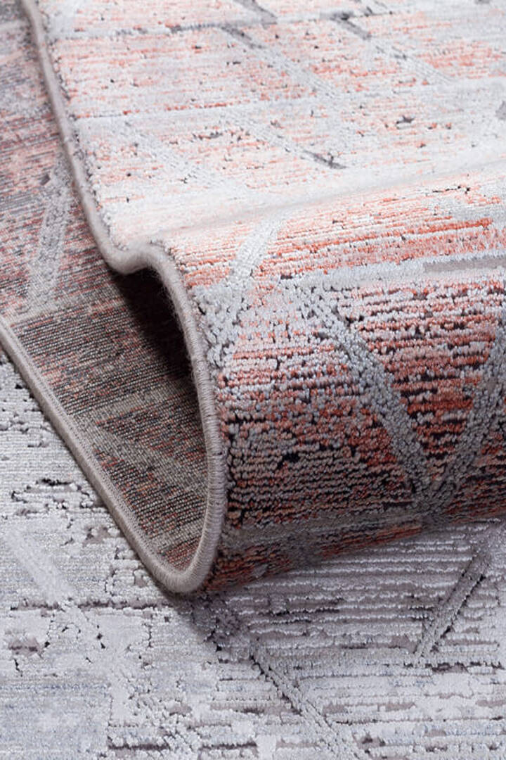 Lüks Viskon Kuvars Geometrik Eskitme 100 Tarak Halı Kv04 Terra - 3