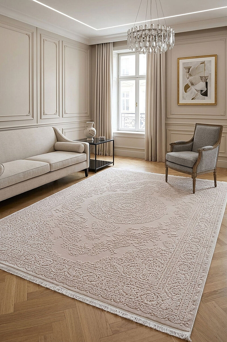 Luxera Klasik Perfectly Yün Tuşeli Akrilik Salon Halısı Lu01 Bej - 3