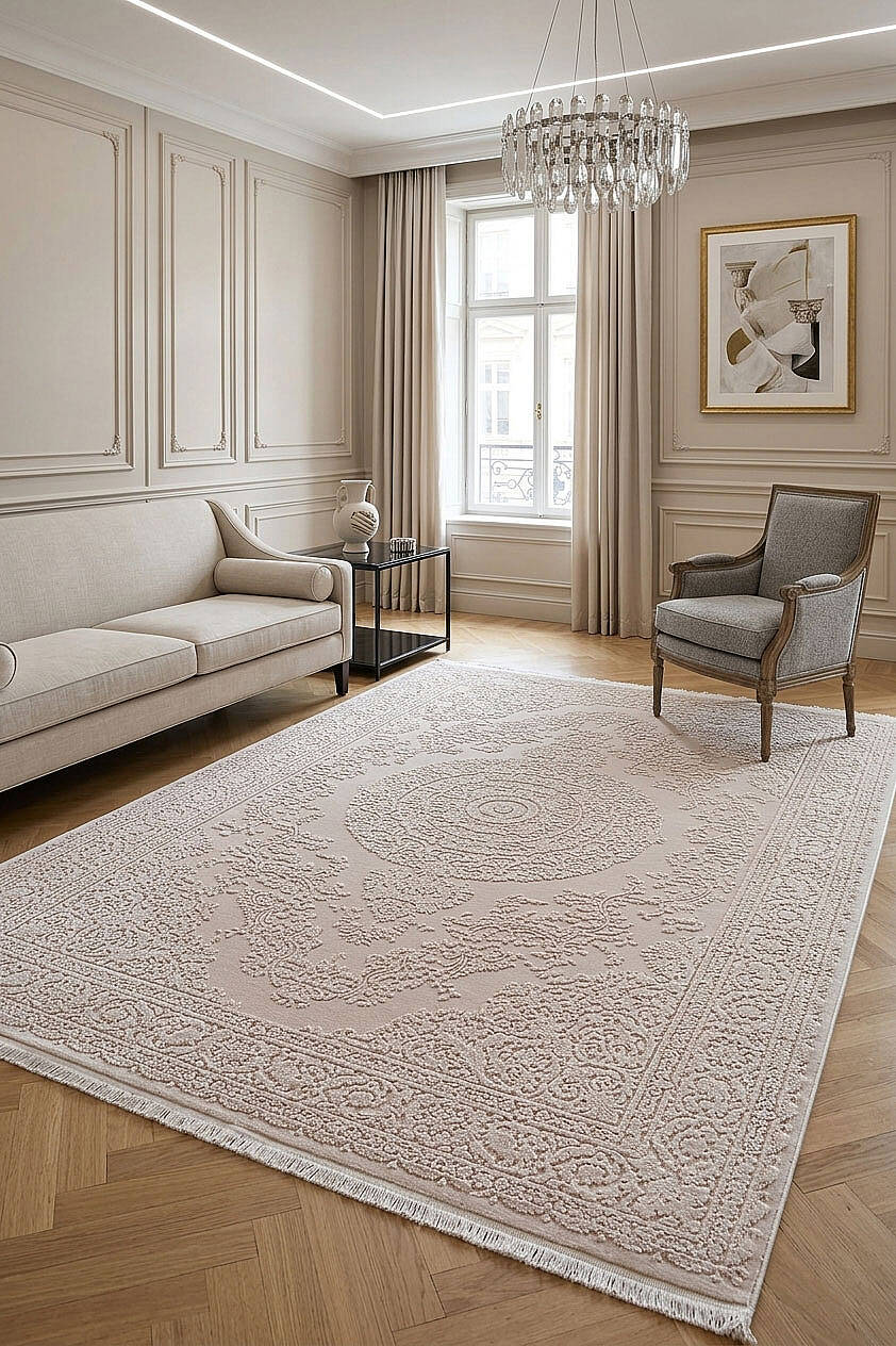 Luxera Klasik Perfectly Yün Tuşeli Akrilik Salon Halısı Lu01 Bej - 3